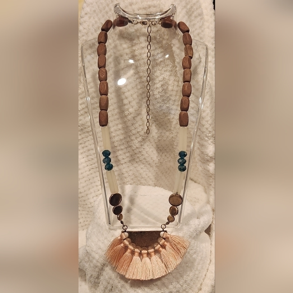Beaded Fringe Fan Necklace